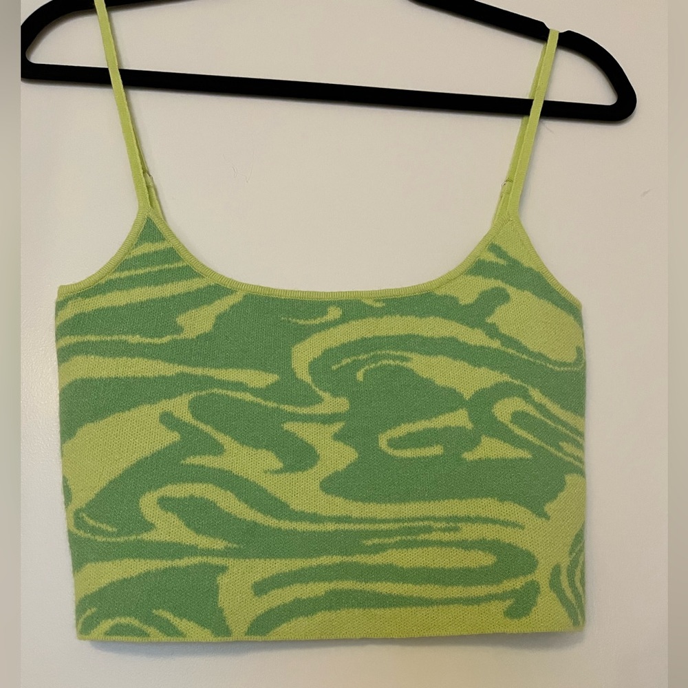Green Knit Wave Tank